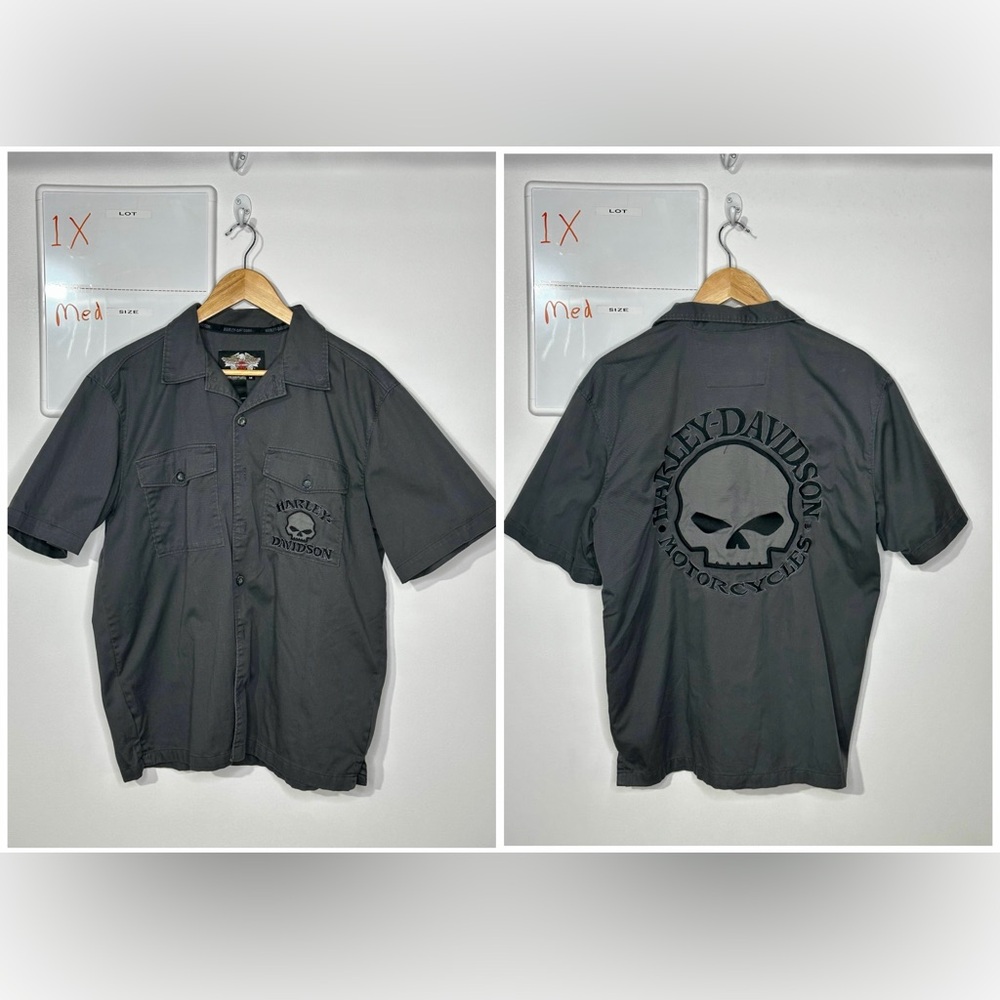 Harley-Davidson Charcoal Black Skull Work Shirt
